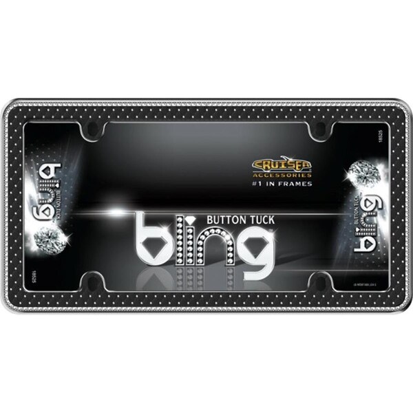Cruiser Accessories Cruiser Frames Button Tuck Bling - Chrome & Black License Plate Frame 1364 - main
